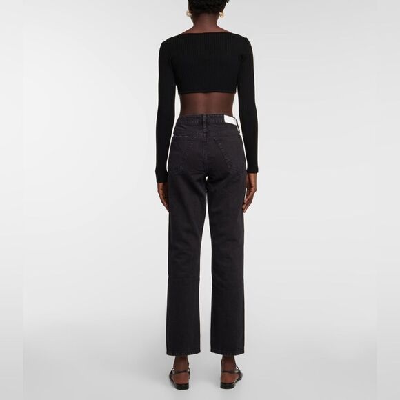 NWT Re/Done 70s Low Rise Straight Leg Jeans Washed Black - Picture 3 of 10
